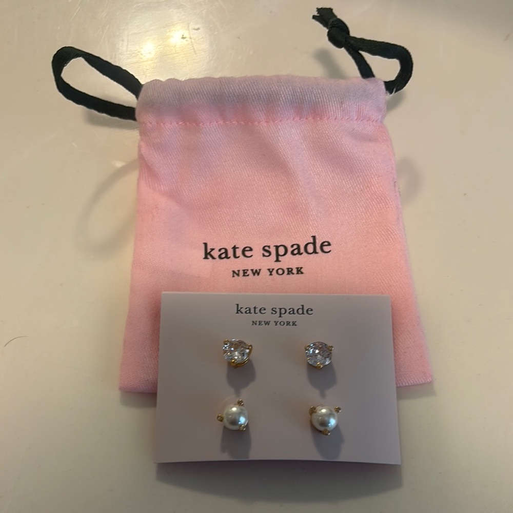 Kate Spade Pearl and Crystal Earrings Set - Gold